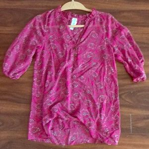 Alna Be flowered pink and gray blouse S